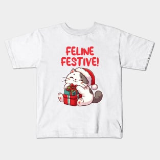 Feline Festive Christmas Cat Kids T-Shirt